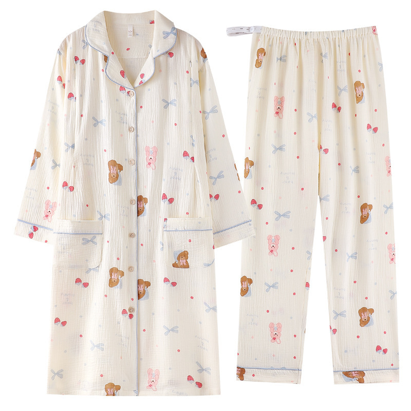 Pure Cotton Nursing Pajamas, Double-Layer Gauze Maternity Cardigan Set, Long Summer Maternity Dress, Postpartum Clothing, Class a Thin Style Pure Cotton Nursing Pajamas, Double-Layer Gauze Maternity Cardigan Set, Long Summer Maternity Dress, Postpartum Clothing, Class a Thin Style
