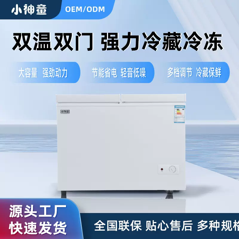 厂家批发双温双门冷冻冰柜 厨房大容量家用冷柜 商务省电节能冷柜