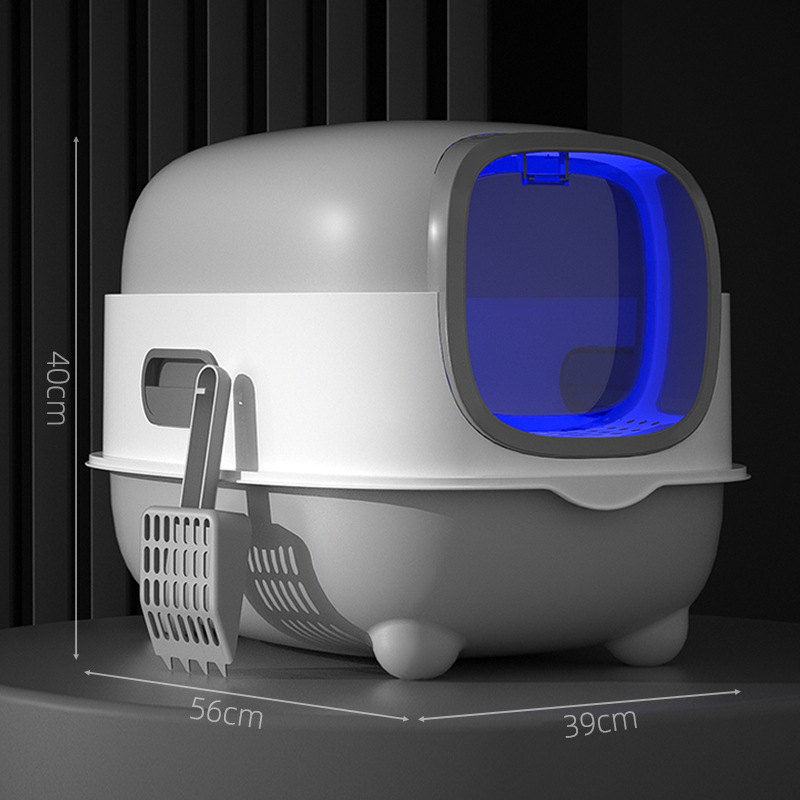 Arenero grande para gatos, totalmente cerrado, esterilización UV, desodorización automática, tapa abatible