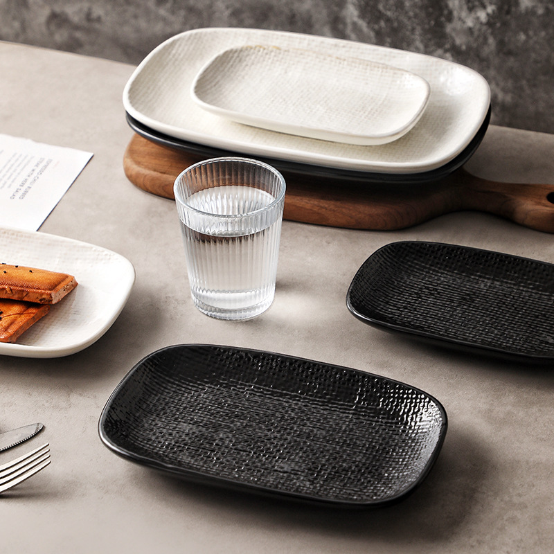 Plato rectangular de tela transfronteriza plato de sushi casero plato de pescado plato de pescado al vapor plato de dumplings plato de aperitivos