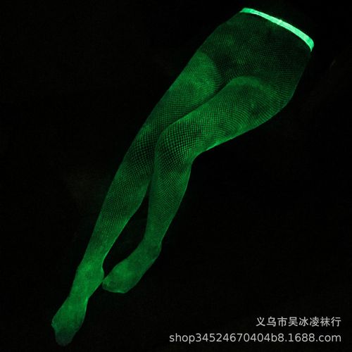 Glow-in-the-dark mesh stockings, glowing bodysuit, sexy cool luminous tights, reflective pantyhose, hollow-out sexy leggings