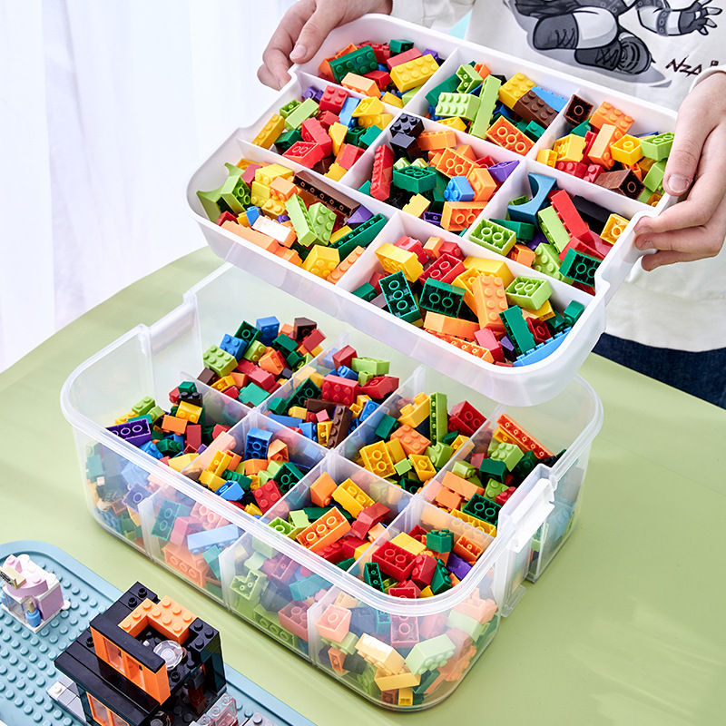 Juguete para niños partículas grandes Lego caja de almacenamiento de clasificación de piezas caja de almacenamiento bloques de construcción clasificación compartimento organizador caja