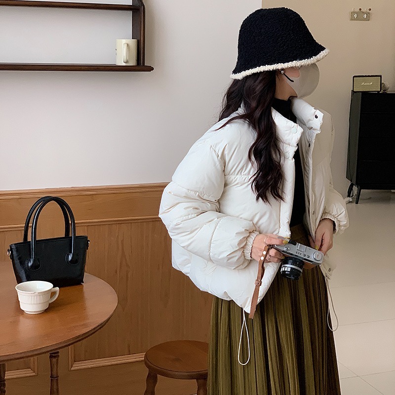 网红短款立领棉服棉衣女2025新款冬季韩版宽松加厚面包服棉袄外套|undefined