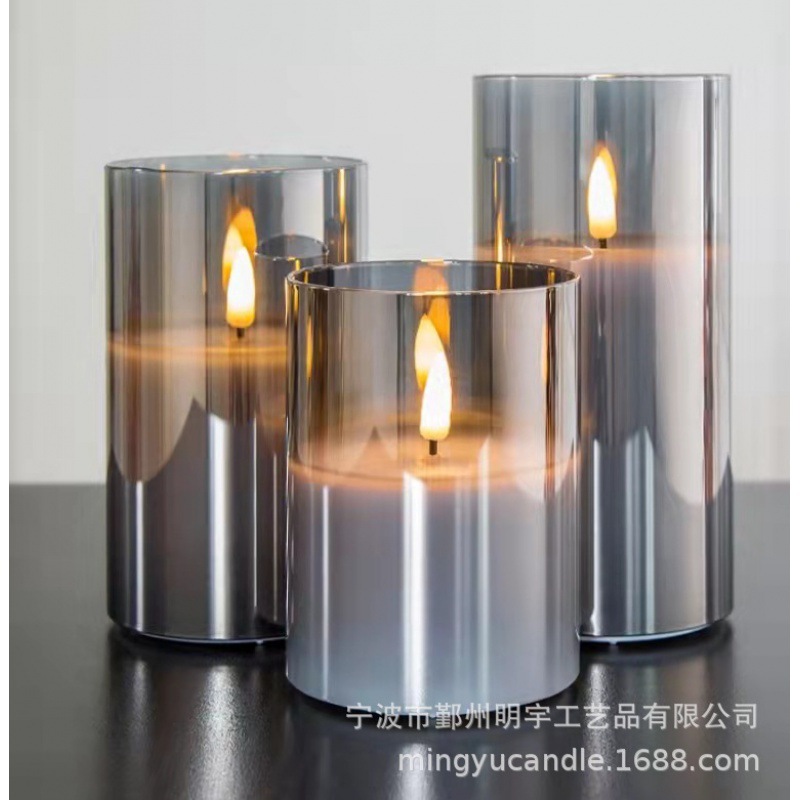 Suministro directo de fábrica en stock bala de vidrio electrochapado LED lámpara de vela electrónica al por mayor simulación vela Lámpara decorativa