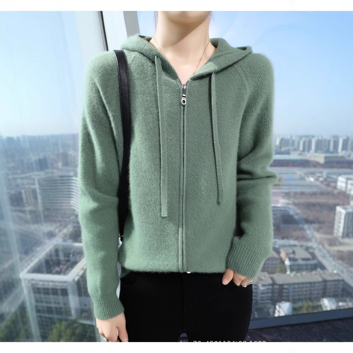 2025 가을 겨울 니트 지퍼 후드 여성 울 카디건 패셔너블 루즈베이스 셔츠 캐시미어 후드 스웨터 재킷