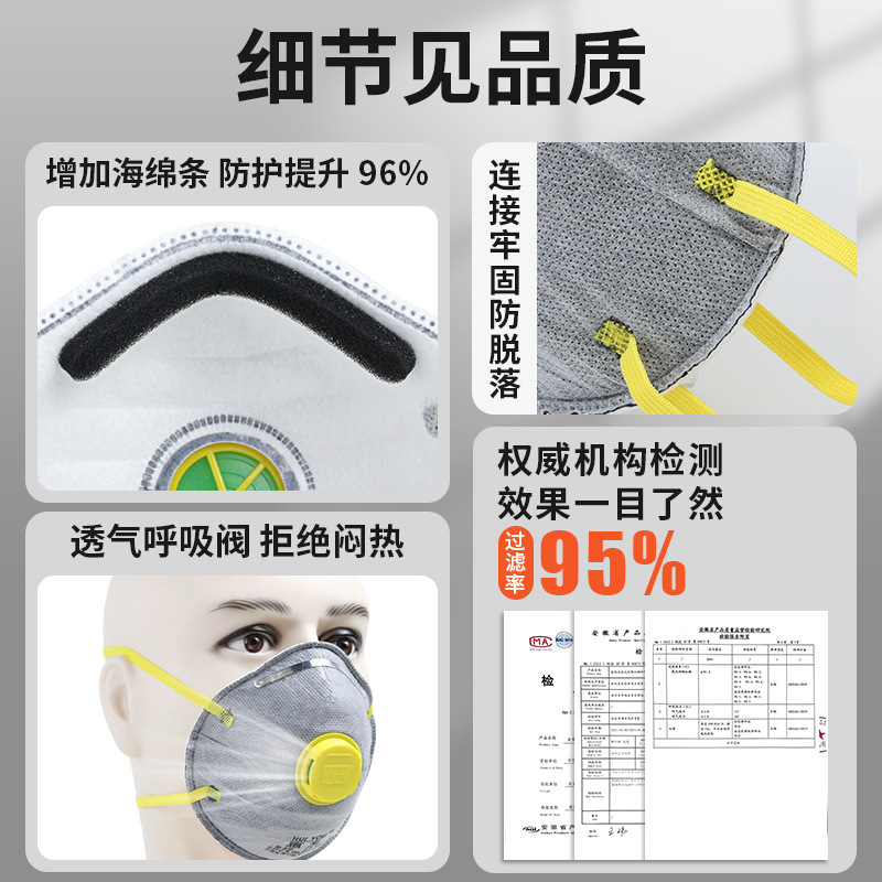 惠友58202防尘口罩杯型防工业粉尘透气装修打磨装修带呼吸阀口罩