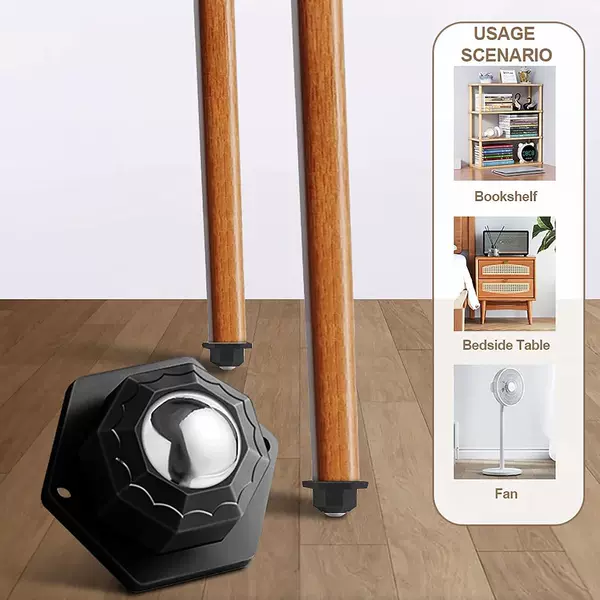 Silent adhesive swivel casters with single ball bearing base, wheels, casters, ball bearing base for furniture, movable coffee table tray