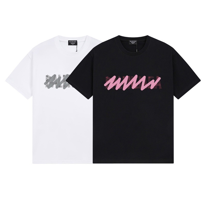 パリハイバージョンBファミリーTシャツ25s春夏新作ヘビーコットンラウンドネック半袖Tカジュアル万能男女同型|undefined