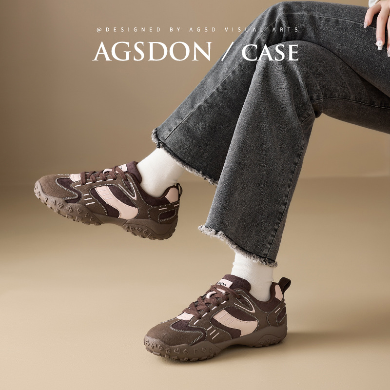 Augu Shi Deng retro zapatos de entrenamiento alemán para mujeres 2026 nuevo primavera marrón grueso waffle agam zapatos deportivos casuales