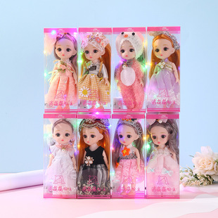 Colorful light doll cute princess suit girl dress up 13 joint 6-inch doll play house toy