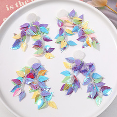 小紅書多巴胺七彩雙邊流蘇樹葉diy手工編織髮夾髮飾耳飾材料批發