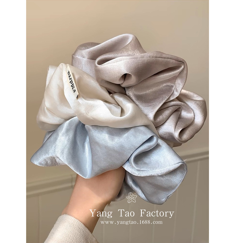 Nuevo estilo satinado brillante lazo para el cabello grande para mujer banda de goma de cola de caballo baja