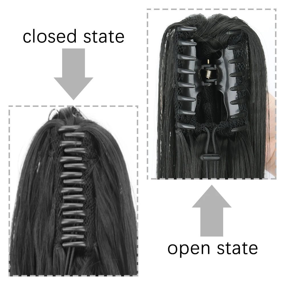 Moda Cauda de caballo largo recto fibra química pelucita floppy clip Cauda de caballo