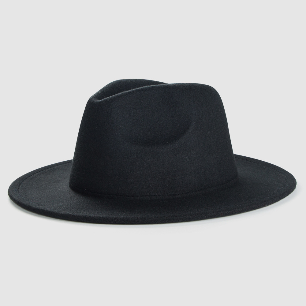 Exclusive For Cross-border British Retro Woolen Hat Men 's And Women 's Hats Monochrome Light Board Felt Cap Simple Big Brim Fedora Hat Tide display picture 10