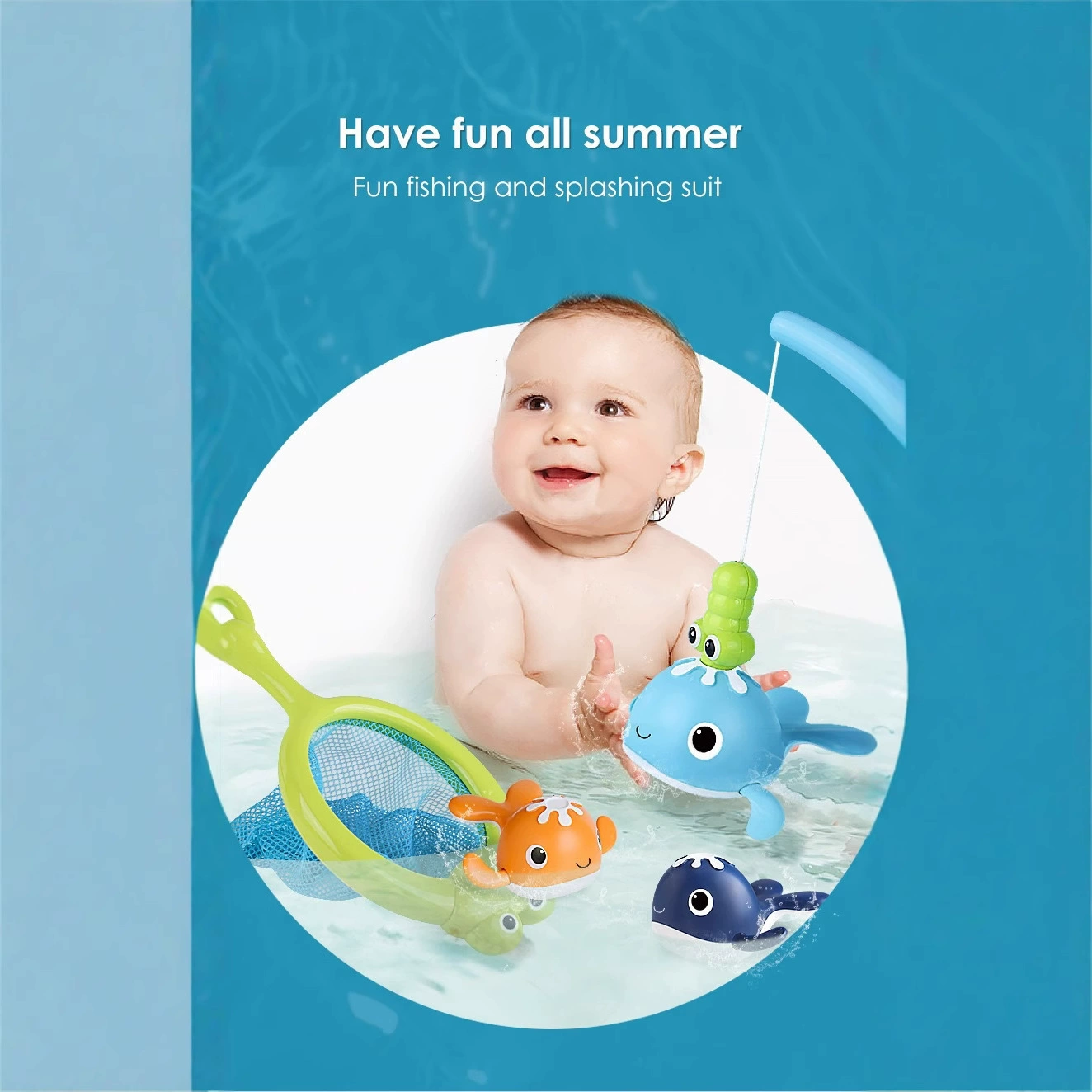 Трансграничная детская заводная вода, играющая в Кита, заводная плавательная Китовая ванная комната, магнитный рыболовный костюм, ванна, вода, играющие в игрушки