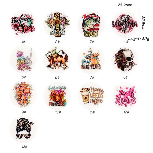 Luminous siliconebeads water transfer printing silicone beads printing color printing silicone beads DIY pacifier chain anti-falling chain