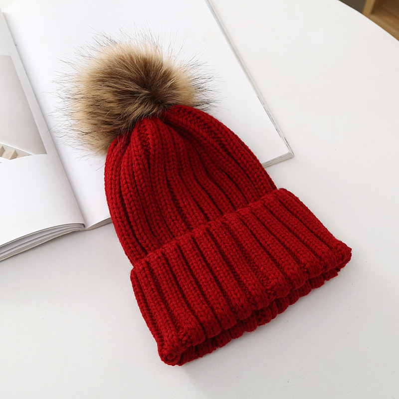 秋冬帽子の子供はキツネの毛玉の帽子のキャンディー色の毛糸の帽子をまねて、厚い保温の耳の包みの頭の帽子をかぶせます。