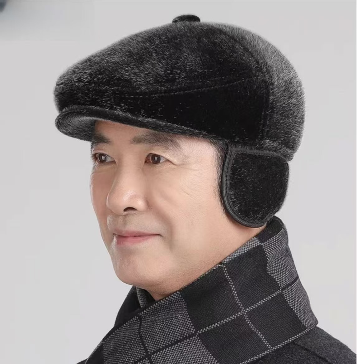 이미테이션 밍크 퍼 포워드 캡 [블랙]