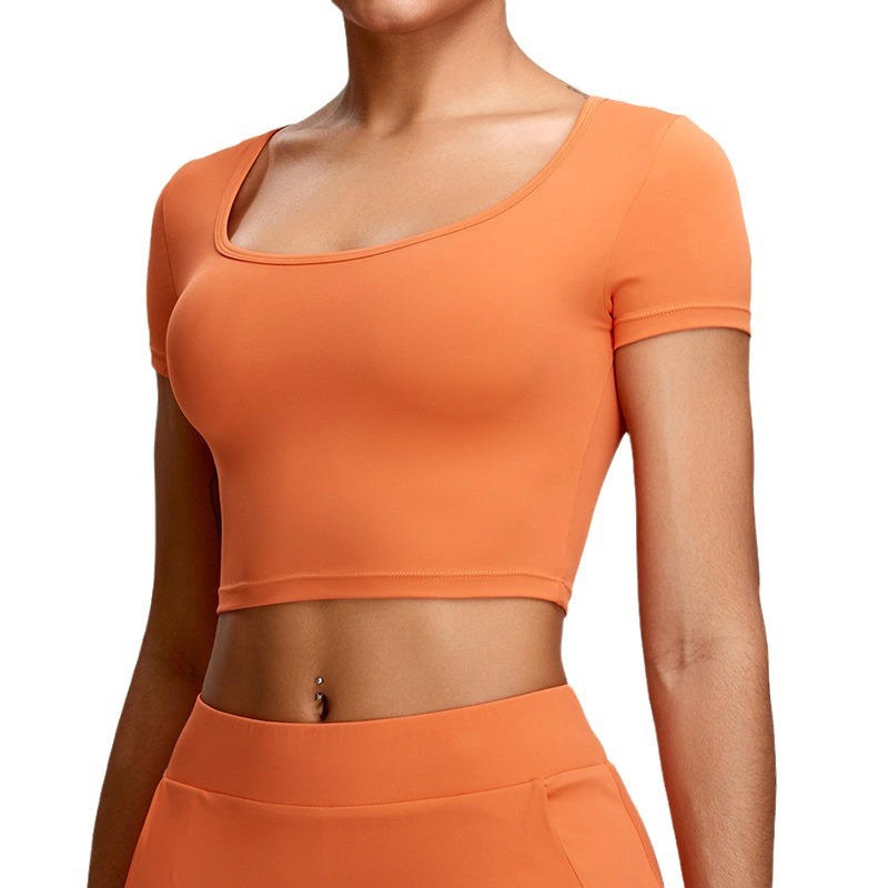 2024 nuevo yoga superior de manga corta de las mujeres transpirable fitness deportes camiseta corriendo apretado corto adelgazamiento ropa de yoga