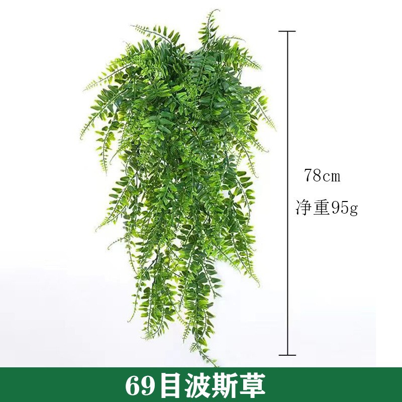 Colgante de pared artificial hierba persa vid de ratán colgando planta verde helechos colgantes artificiales al por mayor