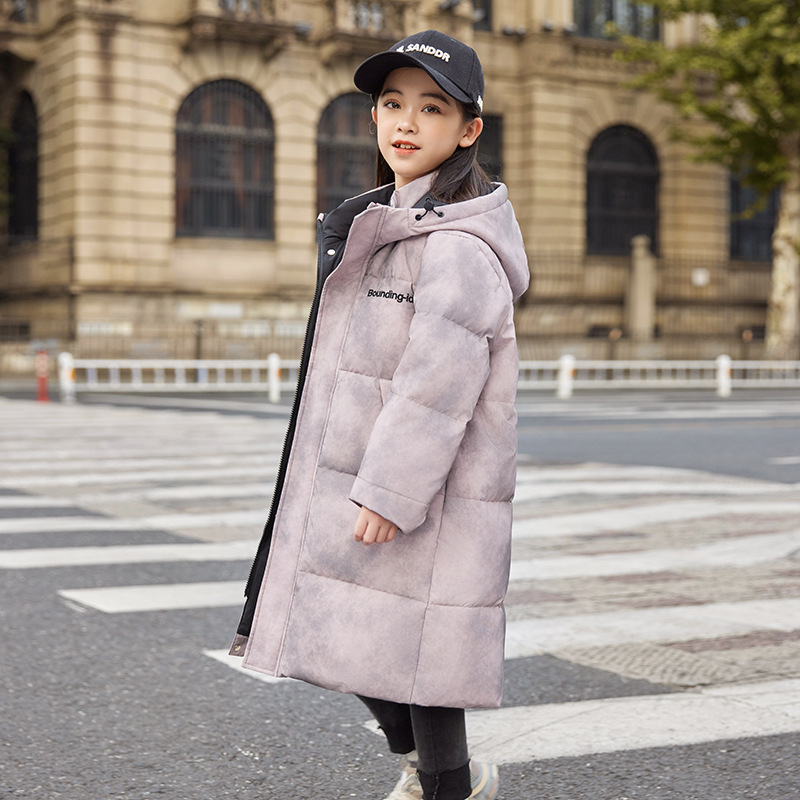 Children's long winter down jacket for students