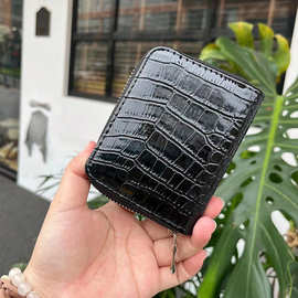风琴卡包鳄鱼纹钱包真铜拉链大容量高档防盗一体证件零钱包