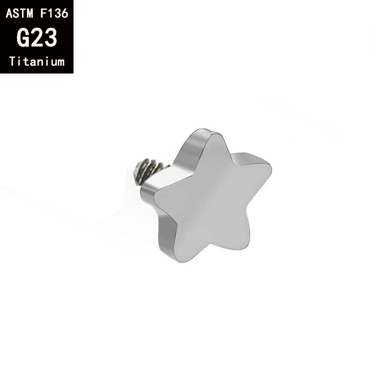 G23 Titanium Moon Stars Love Lightning Cross Fine Polishing Externally Threaded Body Piercing Accessory detail image 12