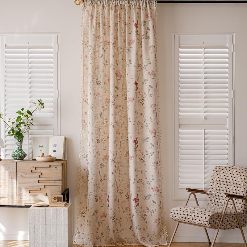 Amazon cross-border floral French vintage style linen semi-blackout finished curtains TEMU SHEIN in stock for dropshipping Amazon cross-border floral French vintage style linen semi-blackout finished curtains TEMU SHEIN in stock for dropshipping