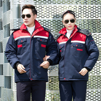 冬季棉服工作服加厚反光条保暖防寒工地汽修车间工地劳保服工作服|undefined