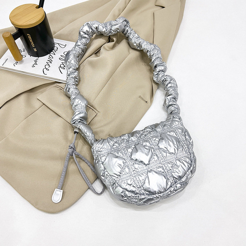 Koreaanse versie Exquise glanzende geplooide okseltas Mini Cloud Bag Niche Crossbody Bag Damestas High-end kleine tas_voghion.com