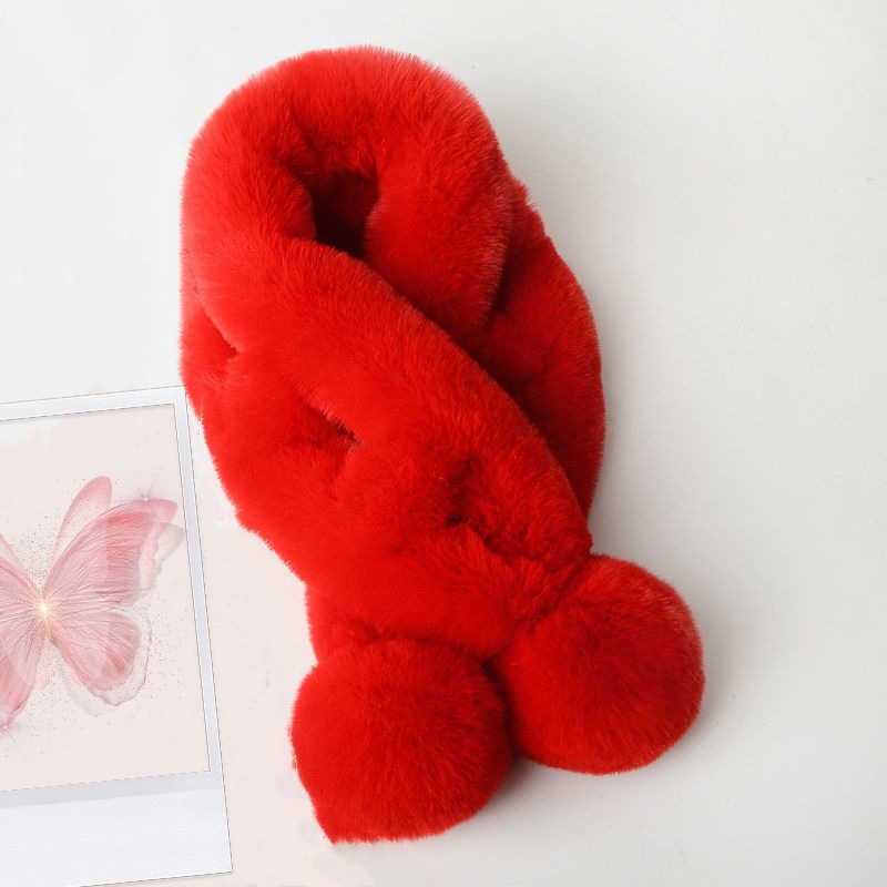 Bufanda Cruzada de Peluche de Dos Tubos, Térmica, para Salir en Invierno