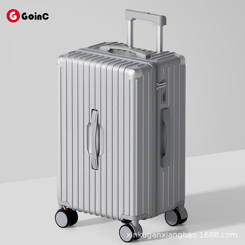 Maleta de color de contraste de gran capacidad, maleta con ruedas multifuncional para mujer, cinco ruedas, compartimento de doble cara de alto valor, maleta con contraseña para hombre