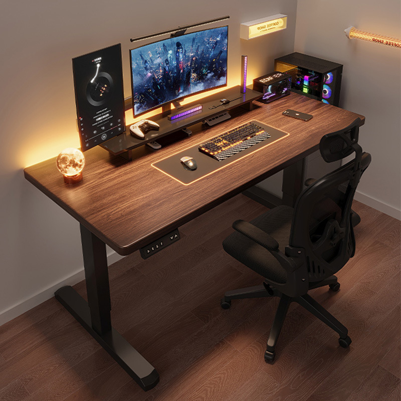 Mesa de elevación eléctrica de madera maciza mesa de ordenador mesa de elevación de hogar pierna nogal e-sports mesa escritorio de oficina Banco DE TRABAJO