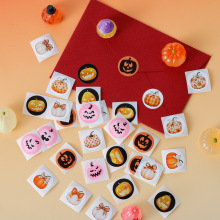万圣节贴纸可爱南瓜头封口贴可爱礼物打包贴纸万圣装饰贴画卷卷贴