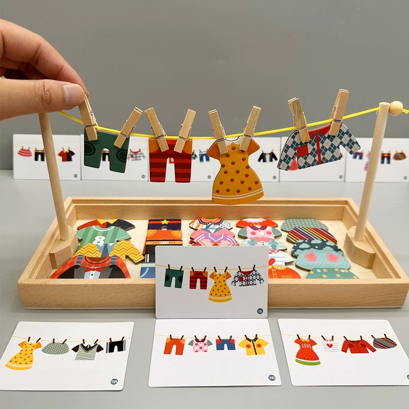 Kindergarten Dress-Up Game Puzzle Puzzle Cartoon Bear Drying Clothes Puzzle Toy Living Area Corner Material