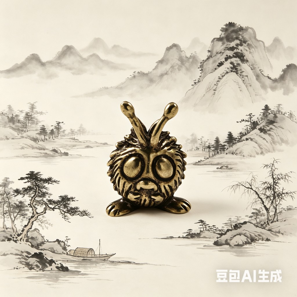 跨境小毛球镀铜摆件仿古玩古铜器茶宠桌宠车宠送礼工艺品收藏摆