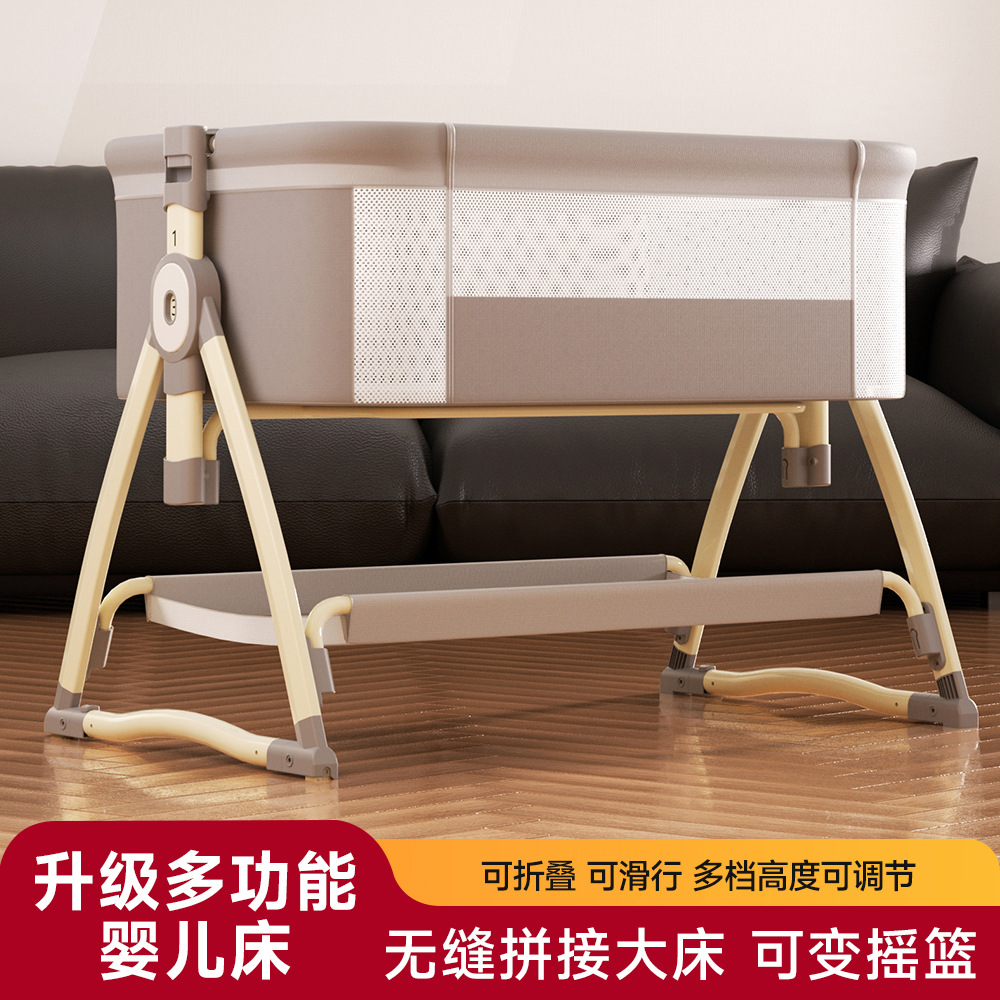 Cama de bebé móvil multifuncional cama de cuna plegable para recién nacidos mesa de pañales portátil empalmado cama grande cama de bebé