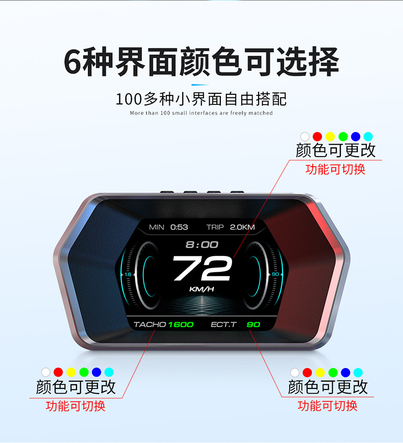 Intelligent Portable Car Hud Head-Up Display Car Obd Universal Speed Driving Computer High-Definition Display