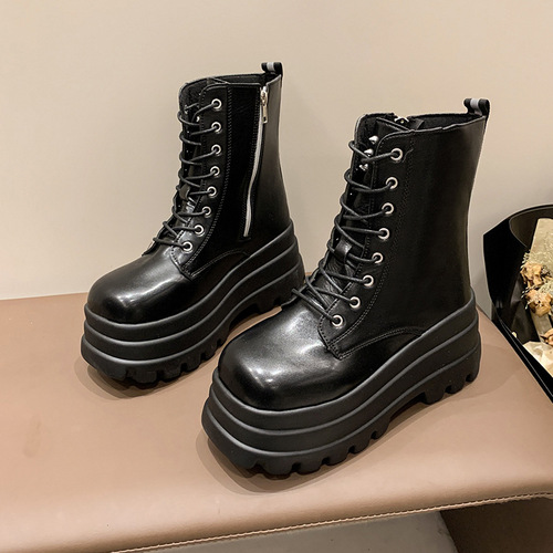 Women's 2024 Autumn/Winter New Style Fashion Block Heel Chain Mid-Calf Boots, Versatile for Cross-Border Trade in Europe and America