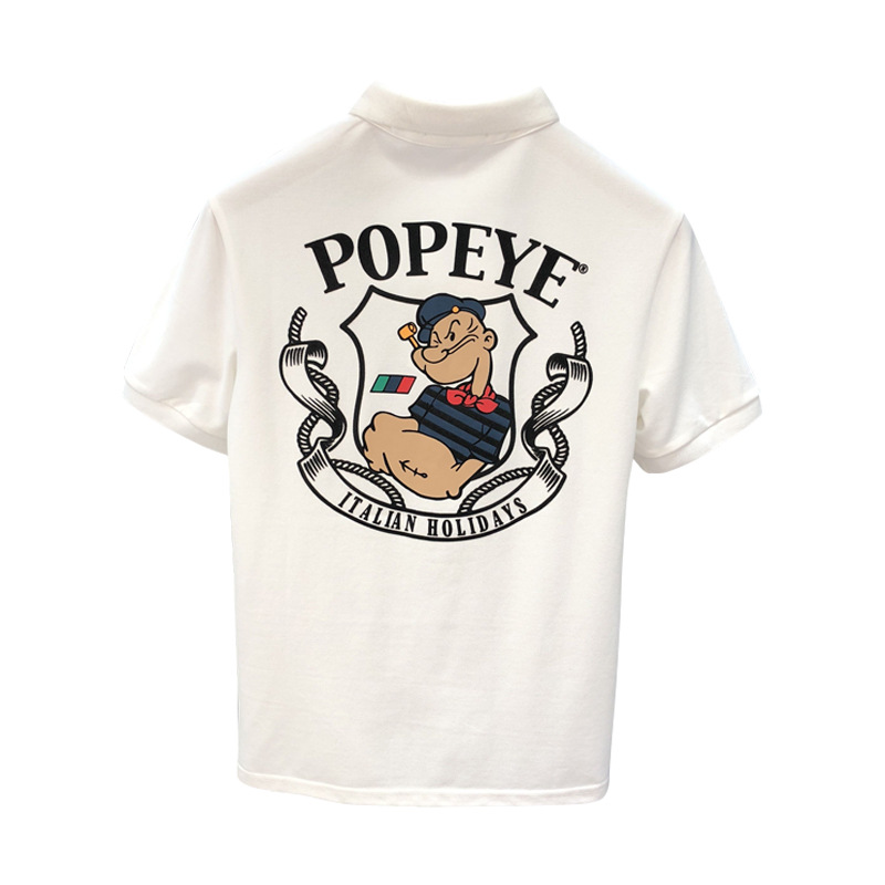 Cartoon printed Polo shirt, t-shirt, trendy brand, youth 2023 summer new men's short collar and half sleeved_voghion.com