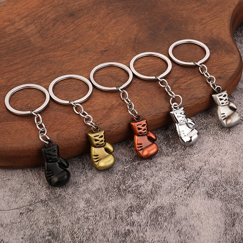 Men's Fitness Boxing Keychain Pendant Boxing Gloves Key Pendant 3D Metal Fight Gloves Keychain