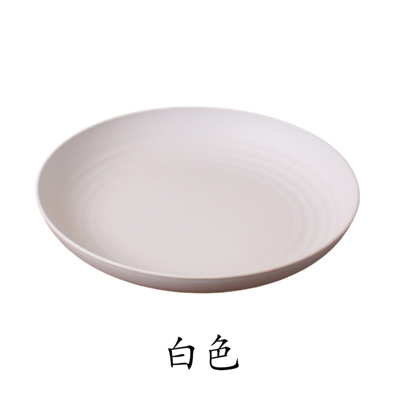 小麦わらプレート 家庭用食器 高級感プラスチックフルーツプレート 大型丸皿 サラダ・デザート・スナックプレート|undefined