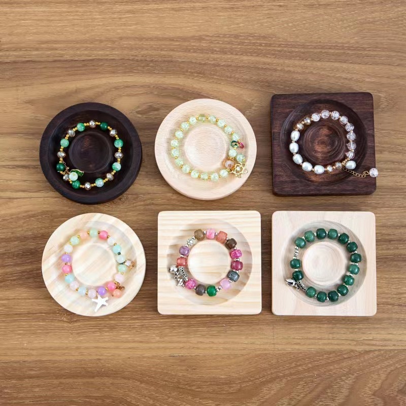 Chino antiguo estilo de la joyería de almacenamiento de fotos apoyos Nogal Negro pulsera bandeja de madera maciza pulsera de la placa de visualización