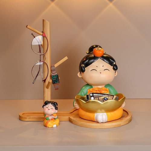 Creative Tang Lady Entrance TV Cabinet Setup Table for Housewarming and New Home Decoration Living Room Desktop Keychain Storage Tray