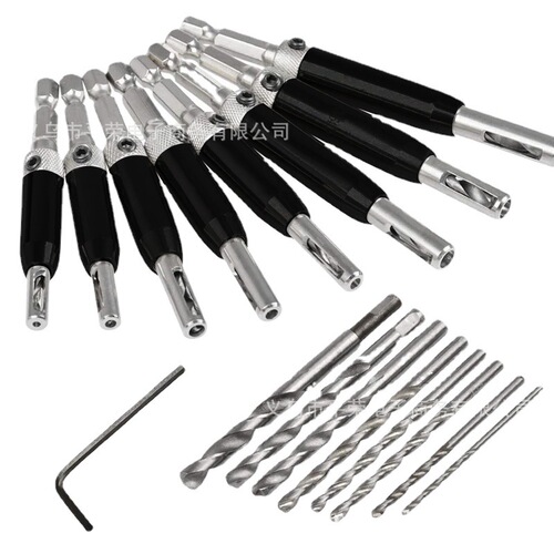Cross-border new door and window hinge hinge drilling hole hexagonal drill bit positioning irregular drilling black hinge drill set