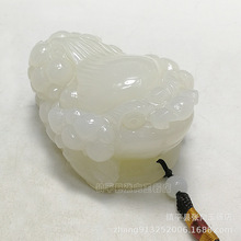 白玉雕刻金蟾手把件批发 阿富汗羊脂白玉金蟾小摆件家居玉石饰品