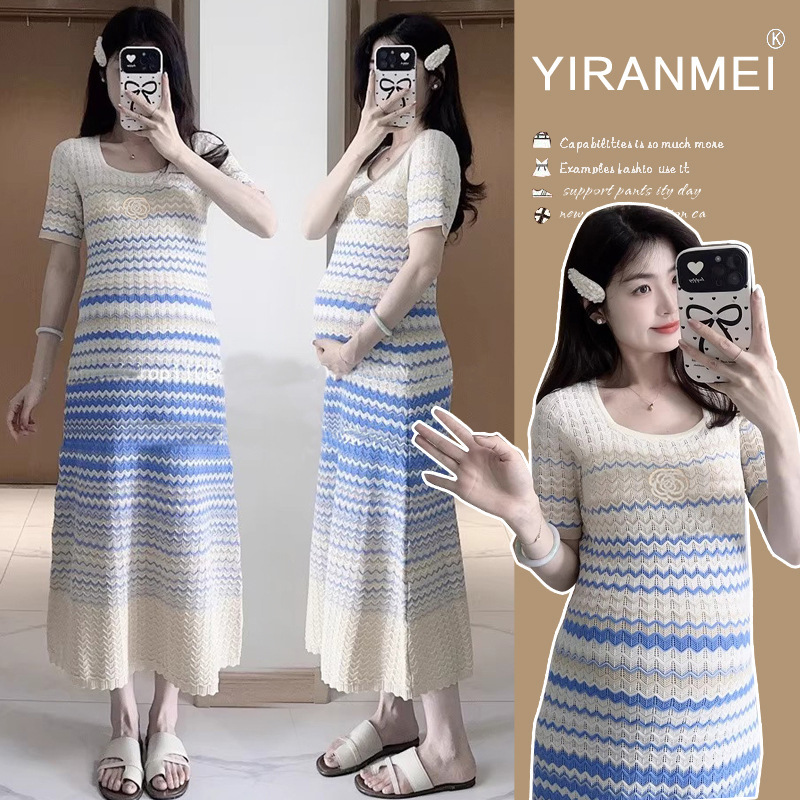2026 New Summer Style Korean Fashion Ribbed Design Slimming and Age-Reducing Dress