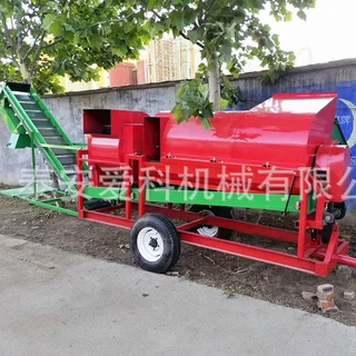 圆盘式花生脱果机可移动式8000型长果机滚筒式花生摘果机干湿两用
