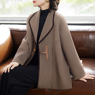 2024 New Mother's Spring and Autumn Dress Noble Double-sided Wool Coat Middle-aged and Elderly Women's Dress Western Style Wool Coat
