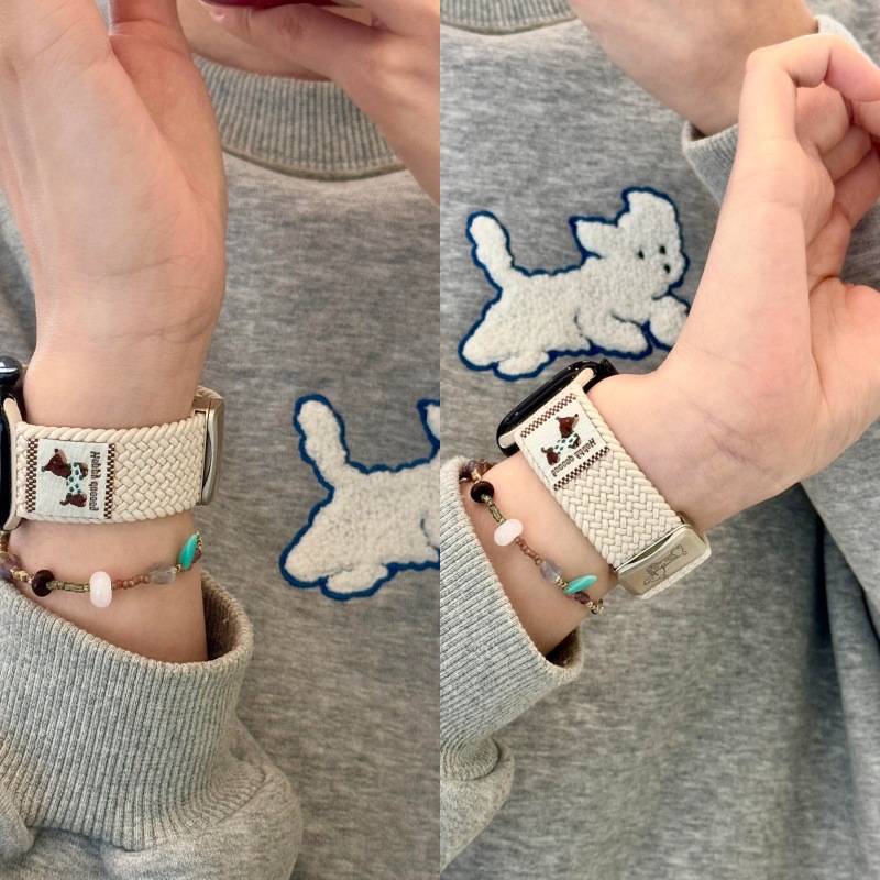 Suitable for Iwatchs10 Apple Watch Strap Cute Dachshund Woven Nylon Applewatch789 Generation Female